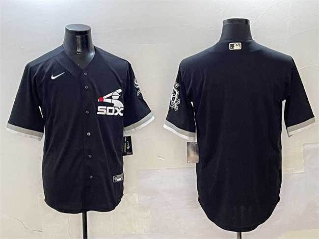 Men%27s Chicago White Sox Blank Black Cool Base Stitched Jersey